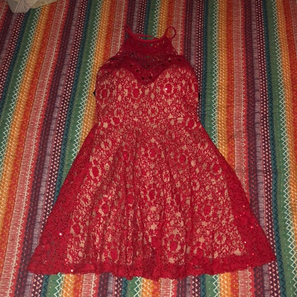 Red Lace and Sequin Dress - Picture 1 of 3